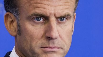 Emmanuel Macron à Tirana, la capitale de l'Albanie, le 16 mai 2025. (LUDOVIC MARIN / AFP)