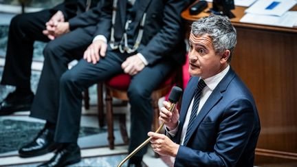 Le ministre de la Justice, Gérald Darmanin, à l'Assemblée nationale, le 17 juin 2025. (XOSE BOUZAS / HANS LUCAS / AFP)