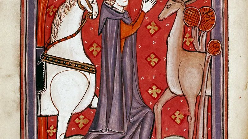 Enluminure du XIIIème siècle représentant Saint-Hubert