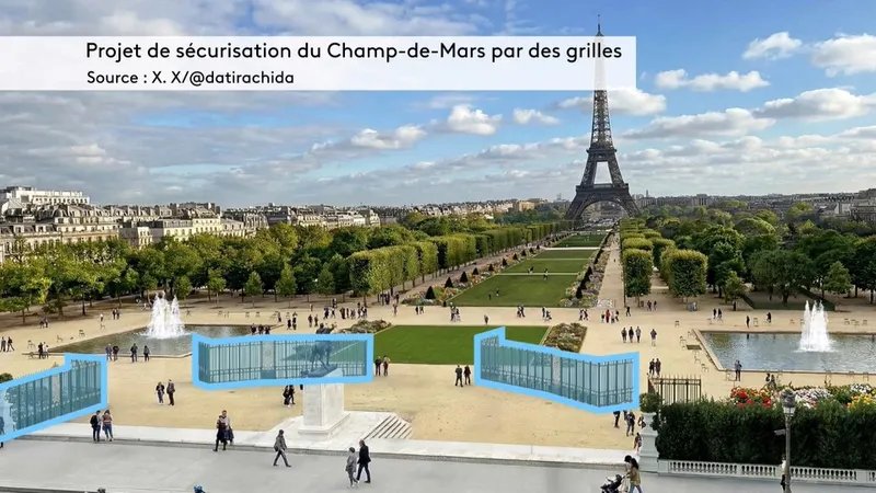 Les grilles seraient installées autour du parc qui borde la Tour Eiffel.
